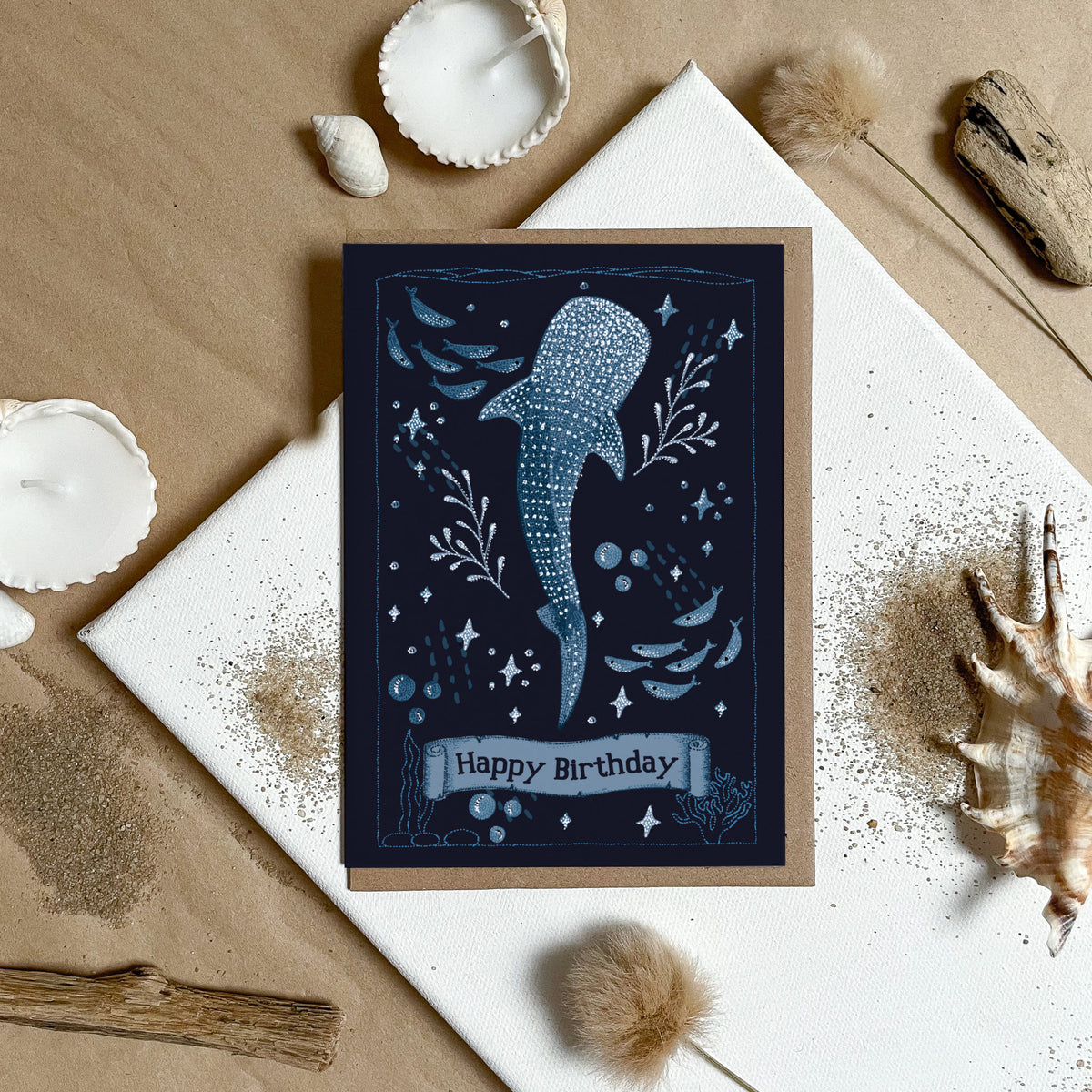 Whale shark happy birthday card