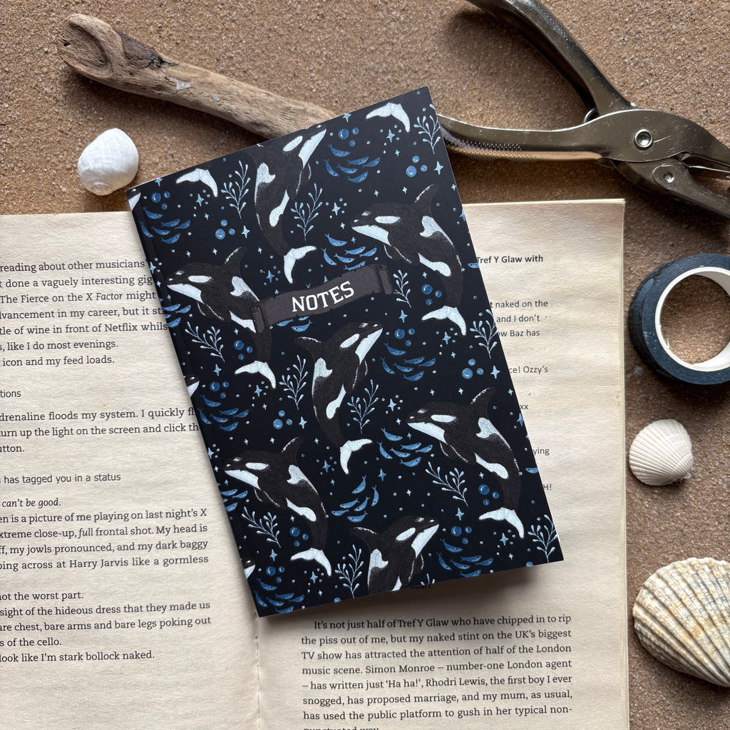 Orca Whale A6 lined notebook