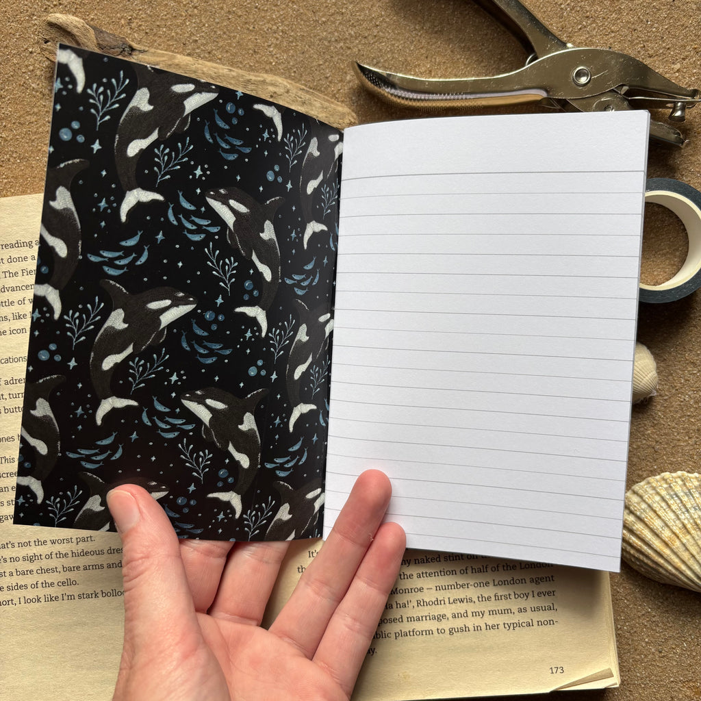 Orca Whale A6 lined notebook