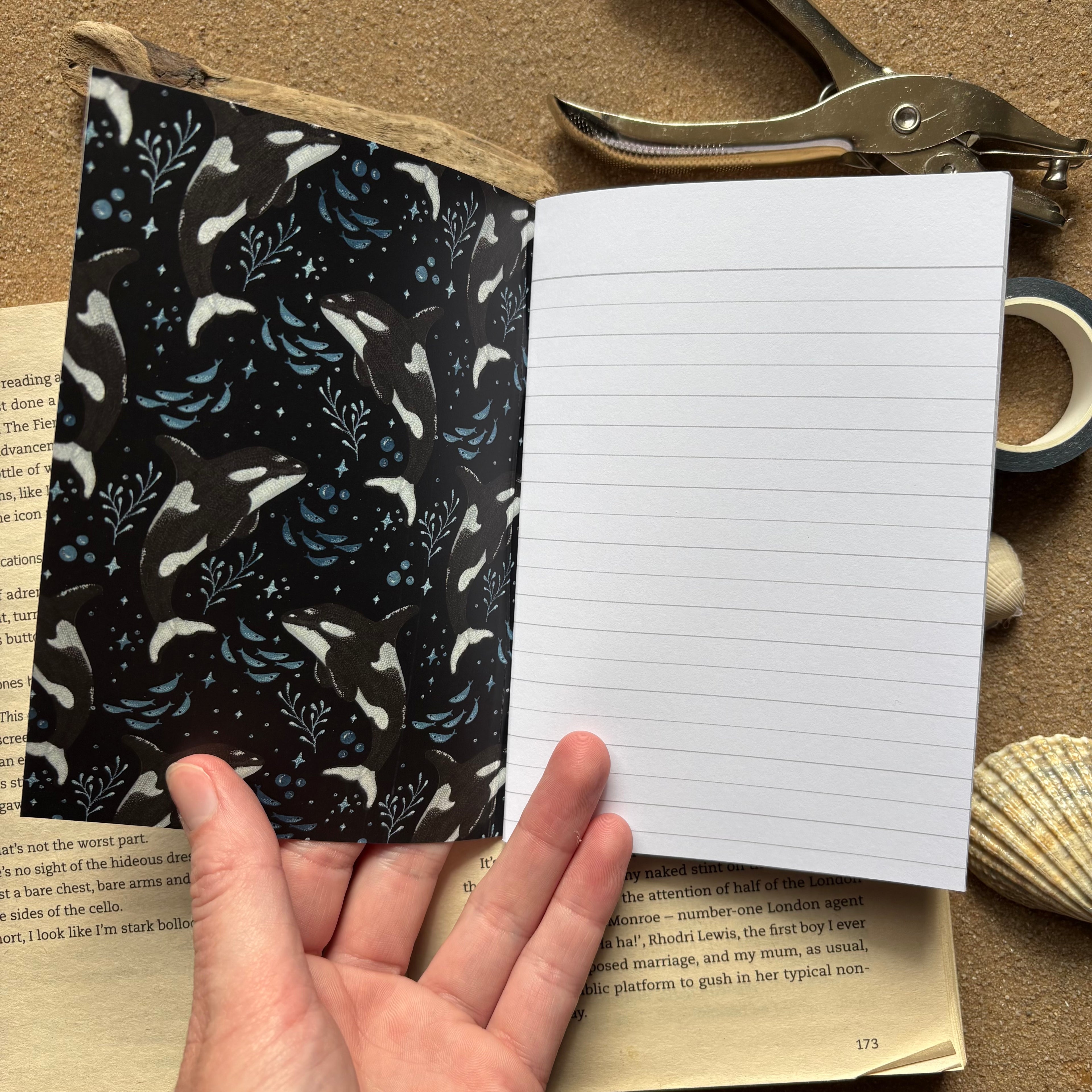 Orca Whale A6 lined notebook