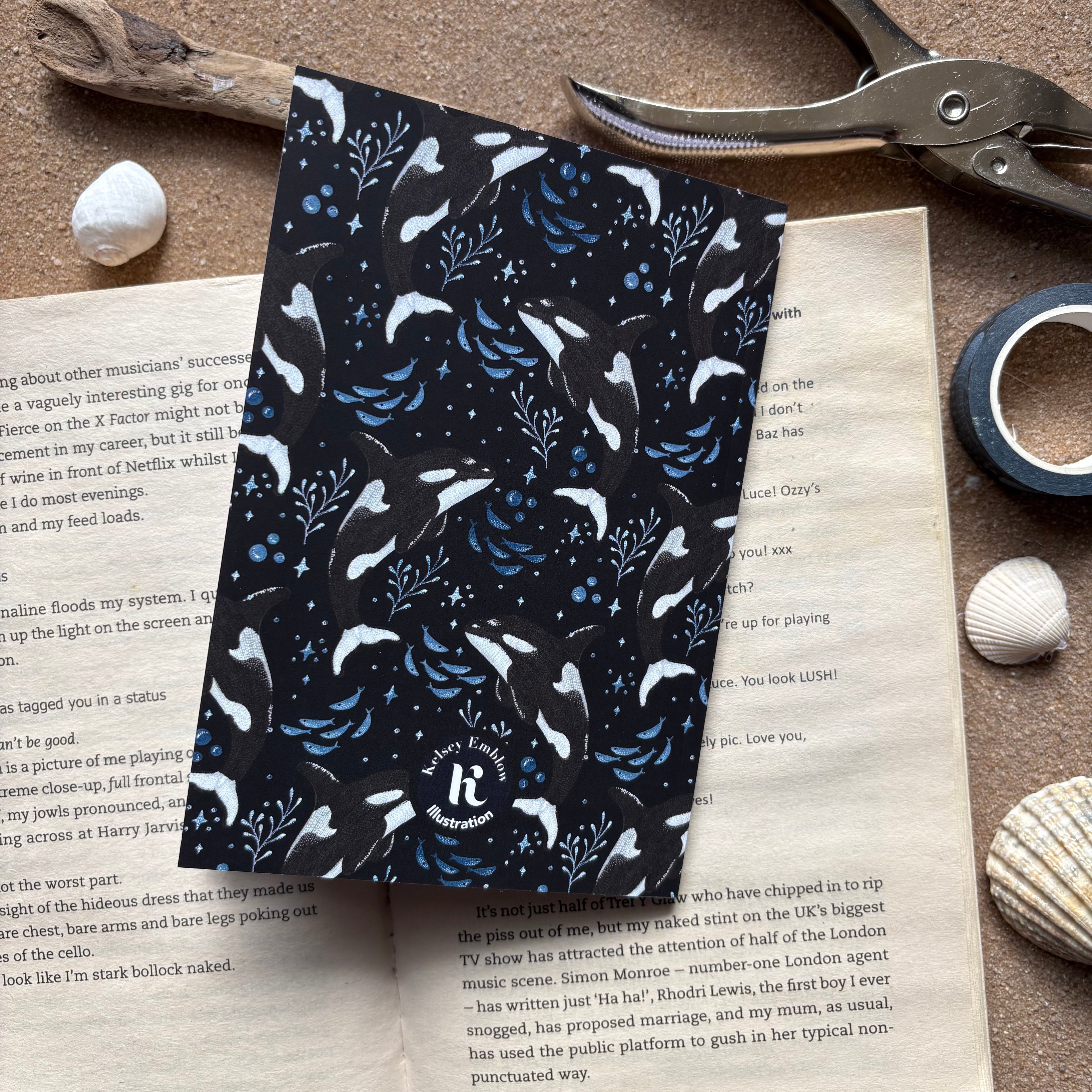Orca Whale A6 lined notebook
