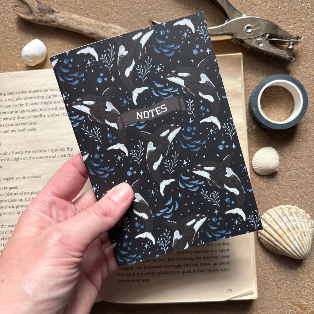 Orca Whale A6 lined notebook