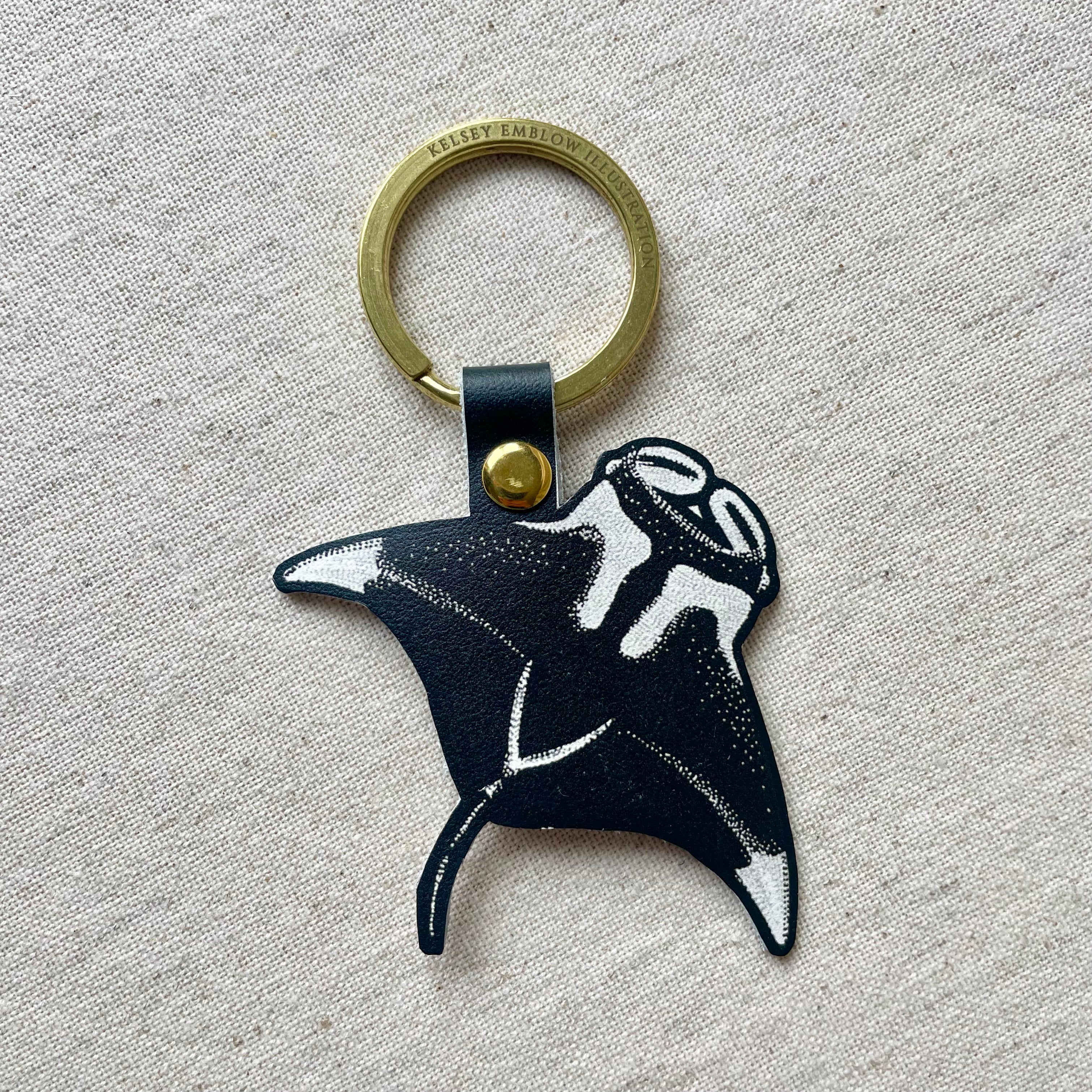 Manta Ray Leather Keyring