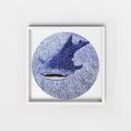 Framed artwork of a whale shark inside a circular pattern on a white background